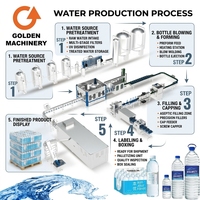 Machine de remplissage d'eau automatique 3-en-1 15000 BPH, ligne de production clé en main pour l'emballage de sacs en verre, Golden Machinery certifiée SASO