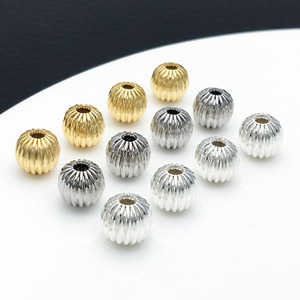 Entretoises de perles citrouille or et argent 8 mm, accessoires de bijoux DIY, forme ronde pour projets créatifs - Product Image 1