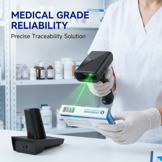 High Performance 2D Imager Barcode Scanner with Vibration Feedback & Customizable Cue Lights for Library Hospital