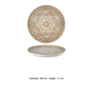 Celest Flat <b>Plate</b> with Rim Ø 24 cm H 1.7 cm Stackable Fine China Digital Print Rinart - Product Image 3