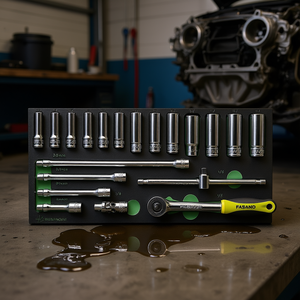 Fasano <b>Socket</b> Set 18 Piece 3/8 Inch Drive Metric Chrome Vanadium Steel Automotive Repair Tools - Product Image 3