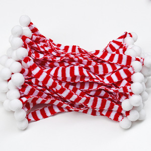 Knitted Christmas Pet <b>Scarf</b> <b>Red</b> Green White Striped Pom Pom Accessory For Plush Toys Holiday Decoration - Product Image 3