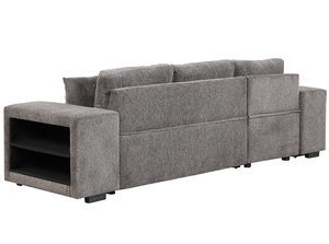 Modern Square 3 Seat Reversible Sectional <b>Sofa</b> Set Pull Out Sleeper with Storage Chaise 2 <b>Stools</b> for Apartment Living Room - Product Image 2