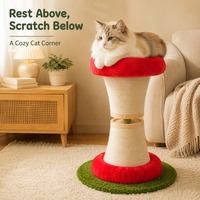 Grande Maison à gratter pour chat en forme de pomme rouge, style mignon, fabriquée en Chine, avec corde en sisal anti-déchirure, jouet boule de menthe rotative et structure d'escalade