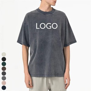 Custom Logo Unisex Blank T-shirt, 275g Heavy Cotton Knitted, Acid Washed Vintage Oversized Plain Premium Tops - Product Image 1