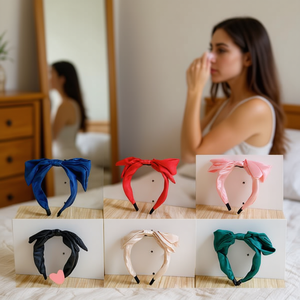 Bandeau à cheveux avec nœud, 12 pièces, nœud coloré réglable, accessoire de mode pour femmes - Product Image 2
