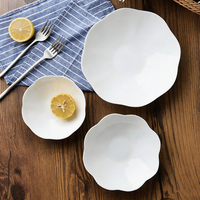 Assiette à fruits secs en céramique de style japonais de forme irrégulière, en porcelaine fine, avec bordure, compatible micro-ondes, assiette à soupe