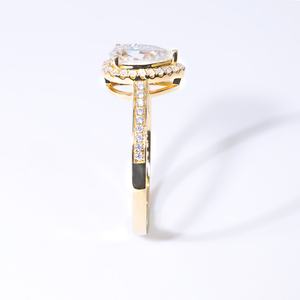 แหวนหมั้นเพชรโมอิสซาไนต์ทรงลูกแพร์คุณภาพสูง 1 กะรัต ประดับด้วยทองคำแท้ 18k สำหรับงานแต่งงาน - Product Image 6