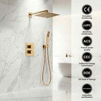 Ensemble de robinet de douche carré chromé salle de bain avec douchette à main ensemble de bain thermostatique mural avec mitigeur pour Villa