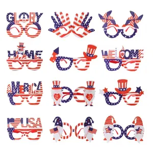 Amerikanischer Unabhängigkeitstag Brillen Partyzubehör Brillen DIY USA Nationalfeiertag Fotorequisiten Alphabet Flagge Kunststoffrahmen