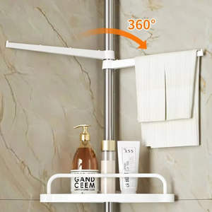 Étagère d'angle de salle de bain réglable à 4 niveaux, étagère de plafond en acier inoxydable, support de rangement pour toilettes, porte-shampoing et gel douche - Product Image 3