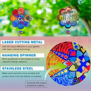 Molinillo de Viento Islámico para Jardín y Patio, Molinillo de Viento Metálico de 12 Pulgadas con Mandala Multicolor, Molinillo de Viento con Diseño de Elefante para Exteriores - Product Image 3