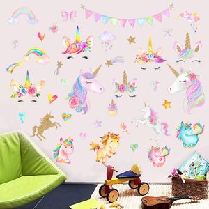 Vietnam colorido unicornio pared calcomanía Arco Iris pared pegatina extraíble vinilo dibujos animados pared se aferra <span class=keywords><strong>para</strong></span> niña dormitorio sala <span class=keywords><strong>de</strong></span> estar puerta - Product Image 6