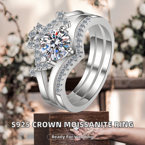 Bague Éternité Reine en Argent Sterling S925 Plaqué Platine, Vente en Gros Usine, avec Moissanite 80 Points, Bague à Trois Usages avec Pierre Précieuse - Product Image 2