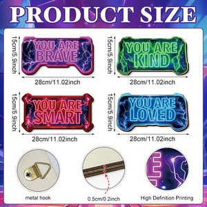 Wooden Creative <b>Hanging</b> Sign Rectangle Macaron Colors <b>Wall</b> <b>Decor</b> For Esports Room Home Decoration Back To School - Product Image 4