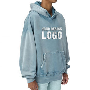 High Quality Heavy Vintage Batik Drop Shoulder Mens Hoodie Customized Logo Loose Sport Washed Oversized Men's <b>Hoodies</b> - Product Image 1