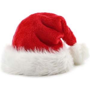Vente en gros de chapeaux de Noël pour enfants et adultes en flanelle avec motif de dessin animé brodé, chapeau du Père Noël - Product Image 1