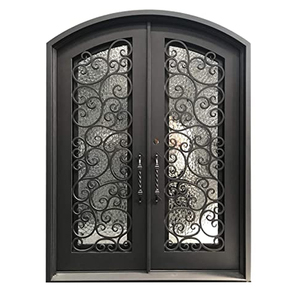 <span class=keywords><strong>Porta</strong></span> Classica in Ferro Battuto a Doppia Anta con Vetro Temperato e Isolamento Termico per Ingresso Villa - Product Image 2