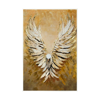Art mural aigle doré animal luxe moderne, peinture toile peinte main texture feuille d’or, grand déco maison haut de gamme