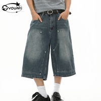YOUMI ODM Streetwear Patchwork Y2K personnalisé vêtements de travail à jambe droite Denim lavé pantacourt ample été Denim court