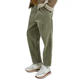 กางเกงผ้าลูกฟูกวินเทจทรงหลวม,กางเกงเฮฟวี่เวททรงหลวมสีเขียวสำหรับผู้ชายสำหรับฤดูใบไม้ผลิกำหนดได้เอง
