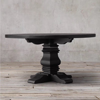 Table à manger ronde en bois massif de style mid-century pour 6 personnes, écologique et durable, idéale pour les petits espaces, les hôtels et les bars.