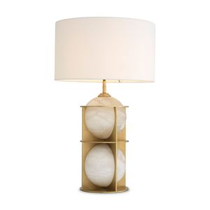 <b>Table</b> <b>Lamp</b> With Marble Spheres Gold Frame White Shade LED Light Source E27 <b>Base</b> Switch Control 1 Year Warranty - Product Image 1
