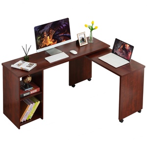 Escritorio de Computadora en Forma de L con Rotación de 360 Grados, Mesa de Esquina con Almacenamiento para Estudio, Trabajo, Juegos, Aprendizaje, Maquillaje, Muebles para Oficina en Casa - Product Image 4