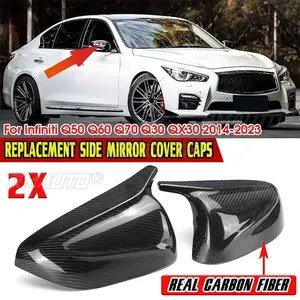 Coque de rétroviseur latéral de voiture en fibre de carbone véritable, remplacement de la coque de rétroviseur pour Infiniti Q50 Q60 QX30 Q70 2014-2023 - Product Image 1