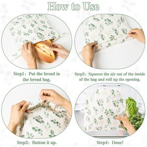 Borsa per il pane personalizzata <span class=keywords><strong>in</strong></span> tela di alta qualità per conservare la pagnotta con congelatore a cera d'api con chiusura rapida - Product Image 4