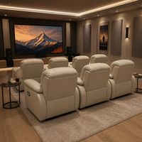 Sofá de cine eléctrico ajustable de cuero de lujo moderno con espuma viscoelástica, adecuado para cine en casa privado y cine comercial.