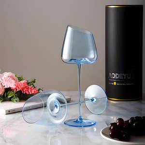 Vente en gros Verres en cristal de luxe Verres à <span class=keywords><strong>vin</strong></span> bleu <span class=keywords><strong>Verre</strong></span> à champagne pour restaurant bar mariage - Product Image 4