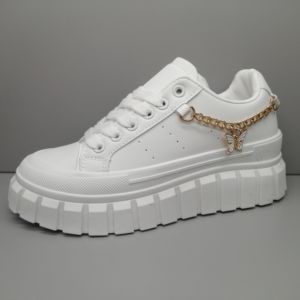 Thick <strong>Heel</strong> Fashionable Design Lace up Women <strong>Shoes</strong> with butterfly <strong>Metal</strong> Chain PVC Injection Outsole - Product Image 3