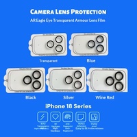 Protection d'objectif d'appareil photo pour iPhone 17 18 Pro Max en verre trempé anti-reflet AR, avec base métallique transparente et design Eagle Eye Armor