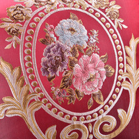 Housses de coussin brodées européennes de luxe - Housses de coussin vintage florales baroques avec bordure à pompons pour canapé, chambre et maison
