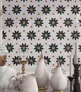 Mosaïque de marbre OEM 7MM Waterjet <span class=keywords><strong>Parquet</strong></span> Rétro Motif Floral pour Cuisine et Salle de Bain - Product Image 1