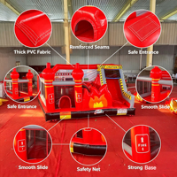 Château gonflable CE certifié en forme de caserne de pompiers avec toboggan, en PVC de qualité commerciale, idéal pour les fêtes d'enfants et la location commerciale