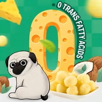 65g Snacks de céréales semi-mous gonflés, sans graisses trans, saveur noix de coco et thé blanc, en forme de chien mignon, personnalisables, vente en gros pour KTV et fêtes