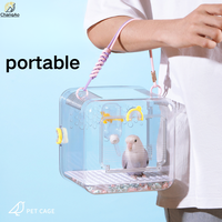 Cage de transport portable en plastique transparent pour perroquets, cage de voyage extérieure pour calopsites, perruches, agapornis et petits oiseaux