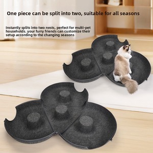 Multifunktionales Tunnel-Katzenbett Ganzjährig Nutzbares Wollfilz-Katzenhaus Nicht Haftend Fellentfernbar Waschbares Haustierbett für Mehrere Katzen - Product Image 2