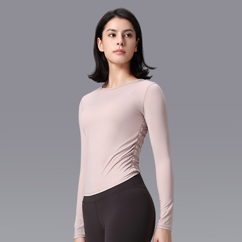Custom Nude Feel Crew Neck Long Sleeve T Shirts Quick Drying Breathable Sports Top Women Outdoor Gym Running Fitness Yoga Wear