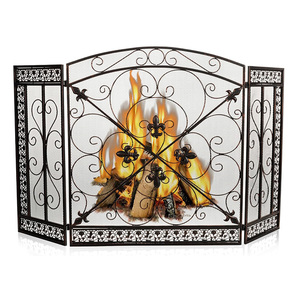 Zhongpin Heavy Duty Chimenea Guardia 3 Panel Diseño atractivo Ecológico Fireguards Cubierta de malla Pantallas de chimenea plegables - Product Image 5