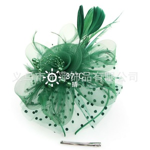 Flower Mesh Ribbons Feathers on a <strong>Headband</strong> and a Clip Tea Party Headwear for Girls and Women <strong>Fascinators</strong> Hat - Product Image 5
