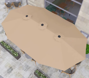 Grand parasol double face de 15 pieds à structure en acier, éclairé par énergie solaire, pour marché commercial, jardin et terrasse - Product Image 3