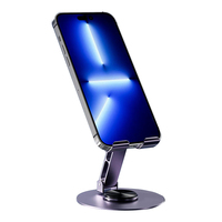 Support de téléphone portable pliable compact OEM avec rotation à 360° et base réglable pour bureau, domicile et appels vidéo