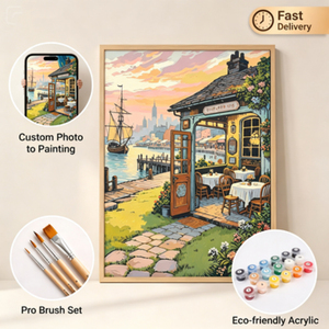 Peinture par numéros SONGWOO : Paysage de quai maritime, toile d'art pour débutants, décoration intérieure, kits de peinture acrylique - Product Image 1
