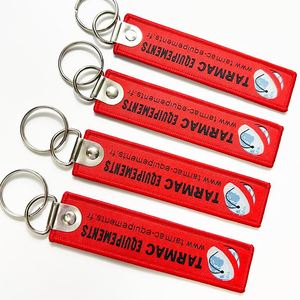 Team Embroidery Keychains Woven Tag <b>Key</b> Ring Promotional Gifts With <b>Custom</b> Logo Carabiners Included - Product Image 2