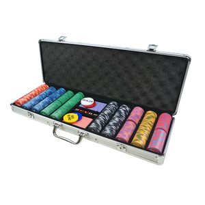 Jetons en céramique colorés 500 1000 ensemble de boîtiers en aluminium de luxe en <span class=keywords><strong>argent</strong></span> Casino ensembles de jetons de poker personnalisés professionnels - Product Image 1