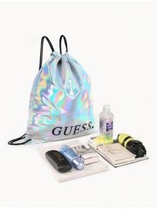 Sac à dos tendance en PU imperméable avec cordon de serrage, motif laser argenté éblouissant, idéal pour les voyages et les loisirs, personnalisable avec logo - Product Image 6