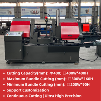 Scie à ruban métallique automatique GS400, machine de découpe de métal CNC, commande PLC, coupe continue, scie à ruban métallique pour la production en série